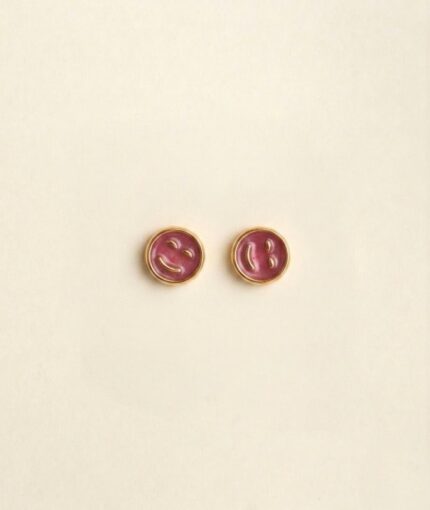 Mini smiley face ear studs