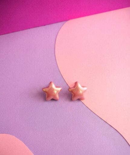 Pink star ear studs