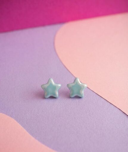 Aqua star ear studs